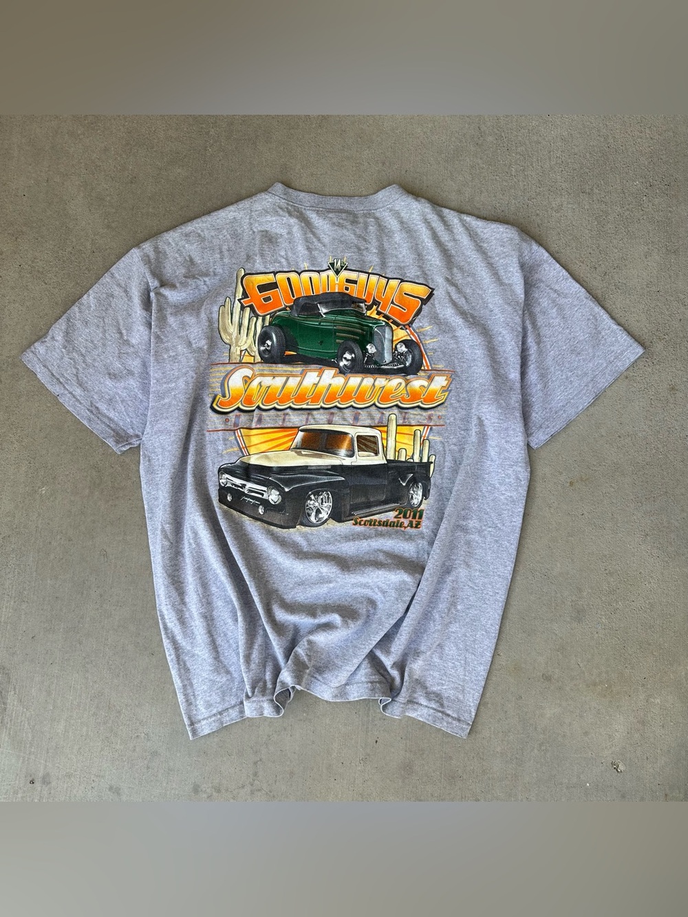 Anvil Goodguys Southwest 2011 Scottsdale AZ Gray Henley Button Y2K T-Shirt 2XL
